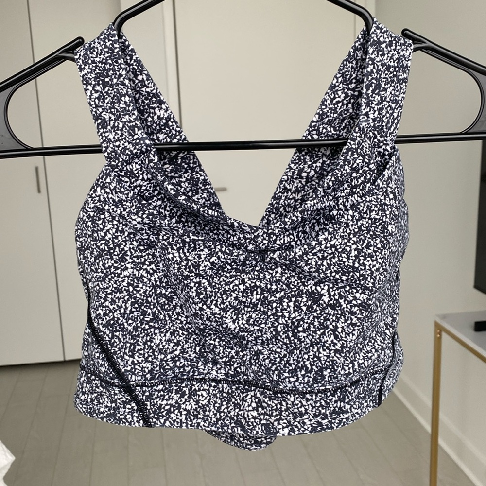 Lululemon Sports Bra, Size 8, Black/White speckles, Medium/High Support